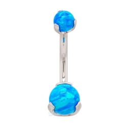 Prong Opal Ball Navel Curve -Starfire – Body Jewelry 40006 IndustrialStrengthOpalBallNavelCurveinProngsSingleCP1