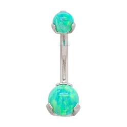 Prong Opal Ball Navel Curve -Starfire – Body Jewelry 40006 IndustrialStrengthOpalBallNavelCurveinProngsSingleLG1