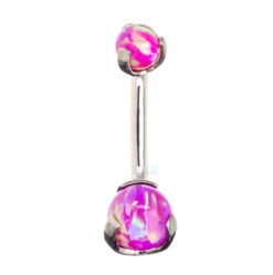 Prong Opal Ball Navel Curve -Starfire – Body Jewelry 40006 IndustrialStrengthOpalBallNavelCurveinProngsSingleMG1