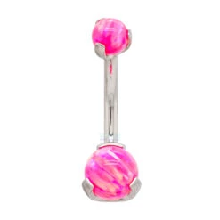 Prong Opal Ball Navel Curve -Starfire – Body Jewelry 40006 IndustrialStrengthOpalBallNavelCurveinProngsSingleMI1
