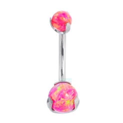 Prong Opal Ball Navel Curve -Starfire – Body Jewelry 40006 IndustrialStrengthOpalBallNavelCurveinProngsSinglePI2