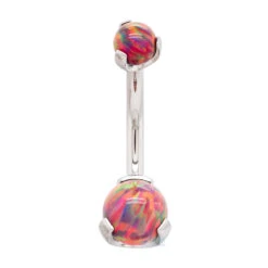 Prong Opal Ball Navel Curve -Starfire – Body Jewelry 40006 IndustrialStrengthOpalBallNavelCurveinProngsSingleRD1