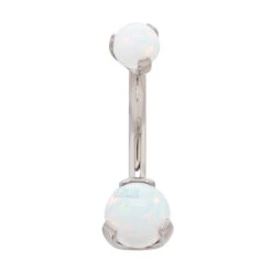 Prong Opal Ball Navel Curve -Starfire – Body Jewelry 40006 IndustrialStrengthOpalBallNavelCurveinProngsSingleWH1