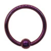 Titanium Captive Bead Ring (CBR) - PU – Purple -Starfire – Body Jewelry 40012 IndustrialStrengthTitaniumCaptiveBeadRingSingle16ga3.8PU Purple1