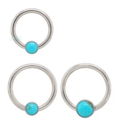 Captive Bead Ring (CBR) With Bezel-set Natural Stone -Starfire – Body Jewelry 40015 AnatometalBezel SetStone3.8CaptiveBeadRingCBRSizeRun