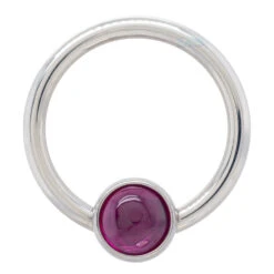 Captive Bead Ring (CBR) With Bezel-set Natural Stone -Starfire – Body Jewelry 40015 AnatometalCaptiveBeadRingCBRwithBezel setNaturalStone3.83.16SingleRUC Ruby2