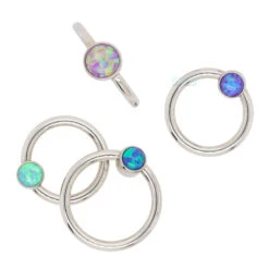 Captive Bead Ring (CBR) With Bezel-set Opal
