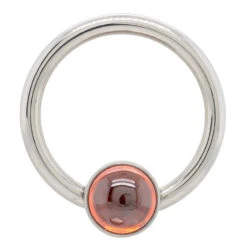 Captive Bead Ring (CBR) With Bezel-set Natural Stone -Starfire – Body Jewelry 40015 AnatometalCaptiveBeadRing CBR withBezel setNaturalStone3.83.16SingleGAC Garnet2