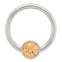Captive Bead Ring (CBR) With Bezel-set Brilliant-Cut Gem - 16 Ga. 3/8" -Starfire – Body Jewelry 40015 AnatometalCaptiveBeadRingwithBezel setBrilliant CutGem 16ga.3.8Single3.16AY AmberYellow2 034da854 f968 40dd aeab 32692f85750c
