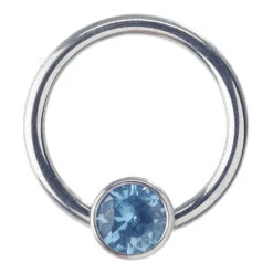 Captive Bead Ring (CBR) With Bezel-set Brilliant-Cut Gem - 16 Ga. 3/8" -Starfire – Body Jewelry 40015 AnatometalCaptiveBeadRingwithBezel setBrilliant CutGem 16ga.3.8Single3.16BZ