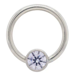 Captive Bead Ring (CBR) With Bezel-set Brilliant-Cut Gem - 16 Ga. 3/8" -Starfire – Body Jewelry 40015 AnatometalCaptiveBeadRingwithBezel setBrilliant CutGem 16ga.3.8Single3.16LV Lavender2