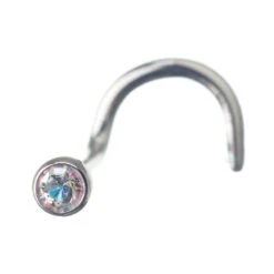Demi Bezel-Set Crystal Nostril Screw -Starfire – Body Jewelry 40021 IndustrialStrengthBezel SetNostrilScrewSingle2mmCrystalSingleAB