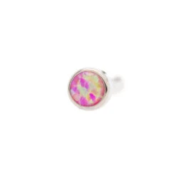 Demi Bezel-set Faceted Opal Nostril Screw -Starfire – Body Jewelry 40021 Industrial Strength I.S. Demi Bezel set Faceted Opal Nostril Screw Single 2mm MG Magenta 1