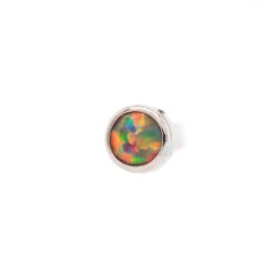 Demi Bezel-set Faceted Opal Nostril Screw -Starfire – Body Jewelry 40021 Industrial Strength I.S. Demi Bezel set Faceted Opal Nostril Screw Single 2mm RD Red Fire 1