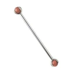 Natural Stone Ball In Prong's Industrial Barbell -Starfire – Body Jewelry 40022 IndustrialStrengthNaturalStoneBallinProng sIndustrialBarbellSingleBWG4mm1
