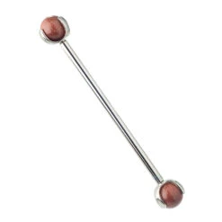 Natural Stone Ball In Prong's Industrial Barbell -Starfire – Body Jewelry 40022 IndustrialStrengthNaturalStoneBallinProng sIndustrialBarbellSingleBWG5mm1