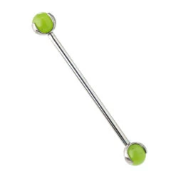 Natural Stone Ball In Prong's Industrial Barbell -Starfire – Body Jewelry 40022 IndustrialStrengthNaturalStoneBallinProng sIndustrialBarbellSingleJA5mm1