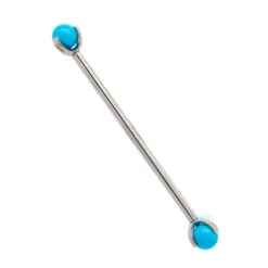 Natural Stone Ball In Prong's Industrial Barbell -Starfire – Body Jewelry 40022 IndustrialStrengthNaturalStoneBallinProng sIndustrialBarbellSingleTQ4mm1