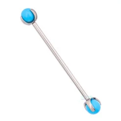 Natural Stone Ball In Prong's Industrial Barbell -Starfire – Body Jewelry 40022 IndustrialStrengthNaturalStoneBallinProng sIndustrialBarbellSingleTQ5mm1