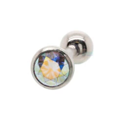 Low Profile Faceted Gem Tongue Barbell -Starfire – Body Jewelry 40026 Industrial Strength Faceted Gem Tongue Barbell Single ABCZ 1