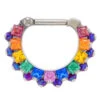 "Aphrodite" Clicker #35 With Faceted Gems & Opals - 5/16" Post (longer) - Custom Color Combos -Starfire – Body Jewelry 40057 IndustrialStrengthI.S.AphroditeClicker35withFacetedGems Opals 1.4postlonger customcolorcombosSingle16ga.1.4x5.16RainbowPatternSL SleepyLavender1