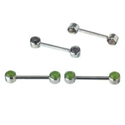 Natural Stone Forward Facing Nipple Barbells In Bezel's - Pair