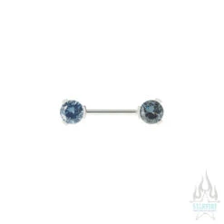 Faceted Gem Forward Facing Nipple Barbell In 3-Prong's - Single -Starfire – Body Jewelry 40062 IndustrialStrengthNippleBarbellswithFront FacingCZ sin3 Prongs singleSingleOGCZ6mm