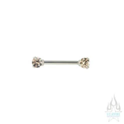 Faceted Gem Forward Facing Nipple Barbell In 3-Prong's - Single -Starfire – Body Jewelry 40062 Industrial Strength Nipple Barbells with Front Facing CZ s in 3 Prongs single Single FCC 4mm