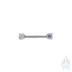 Faceted Gem Forward Facing Nipple Barbell In 3-Prong's - Single -Starfire – Body Jewelry 40062 Industrial Strength Nipple Barbells with Front Facing CZ s in 3 Prongs single Single LCZ 4mm