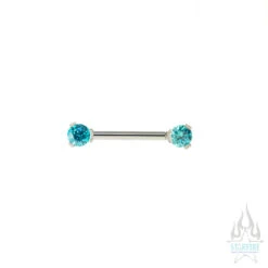 Faceted Gem Forward Facing Nipple Barbell In 3-Prong's - Single -Starfire – Body Jewelry 40062 Industrial Strength Nipple Barbells with Front Facing CZ s in 3 Prongs single Single MGCZ 4mm