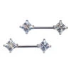 Princess-Cut CZ Forward Facing Nipple Barbells In Prong's - Pair