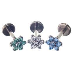 Flower #3 With Faceted Gems On Flatback