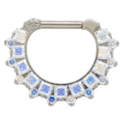 "Dione" Clicker #36 With Princess-Cut & Round Faceted Gems - 14 Ga. - 1/4" Post -Starfire – Body Jewelry 40074 IndustrialStrengthDioneClickerno.36Princess CutandRoundFacetedGem 16ga.1.4postSingle5.16ABCZ1 a8303fab be84 4803 a913 c7085c4fc418 1