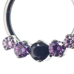 "Prium" Faceted Gem Cluster Captive Bead Ring (CBR) - Custom Color Combos -Starfire – Body Jewelry 40075 IndustrialStrengthCZPriumClusterCaptiveBeadRingCBR customcolorcombosSingle16ga3.8PCZ FPU BKCZ FPU PCZ3