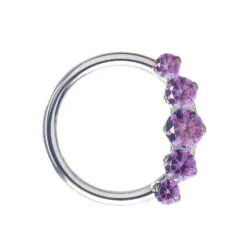"Prium" Faceted Gem Cluster Captive Bead Ring (CBR) -Starfire – Body Jewelry 40075 IndustrialStrengthCaptiveBeadRingCBRwithCZPriumClusterSingle16ga3.8FPU1