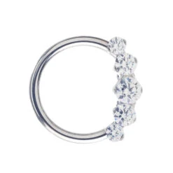 "Prium" Faceted Gem Cluster Captive Bead Ring (CBR) -Starfire – Body Jewelry 40075 IndustrialStrengthCaptiveBeadRingCBRwithCZPriumClusterSingle16ga3.8WCZ1