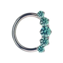 "Prium" Faceted Gem Cluster Captive Bead Ring (CBR) -Starfire – Body Jewelry 40075 IndustrialStrengthCaptiveBeadRingCBRwithCZPriumClusterSingle16ga5.16FLG1