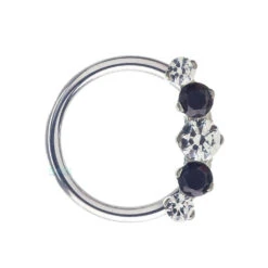 "Prium" Faceted Gem Cluster Captive Bead Ring (CBR) - Custom Color Combos -Starfire – Body Jewelry 40075 Industrial Strength CZ Prium Cluster Captive Bead Ring CBR custom color combos Single 16 ga 3.8 WCZ BKCZ WCZ BKCZ WCZ 1