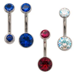Ball-Set Faceted Gem Navel Curve
