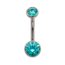 Ball-Set Faceted Gem Navel Curve -Starfire – Body Jewelry 40078 IndustrialStrengthBall SetFacetedGemNavelCurveSingleMGCZ6mm
