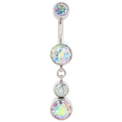 Bezel-Set Faceted Gem Navel Curve With Dangle #5