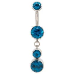 Bezel-Set Faceted Gem Navel Curve With Dangle #5 -Starfire – Body Jewelry 40089 Industrial Strength Bezel Set Faceted Gem Navel Curve with Dangle 5 Single LBCM 1