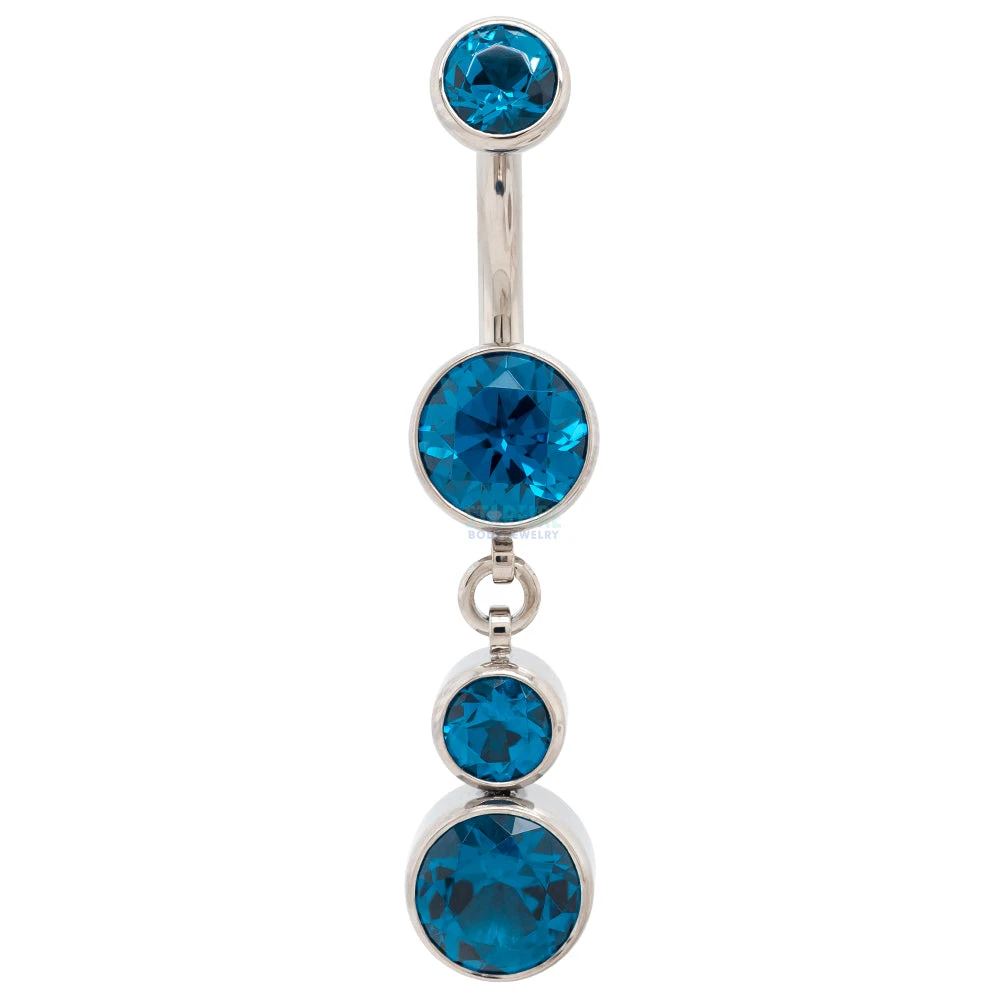 Bezel-Set Faceted Gem Navel Curve With Dangle #5 - Image 5