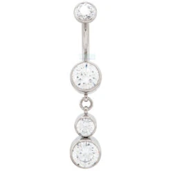 Bezel-Set Faceted Gem Navel Curve With Dangle #5 -Starfire – Body Jewelry 40089 Industrial Strength Bezel Set Faceted Gem Navel Curve with Dangle 5 Single WCZ 1