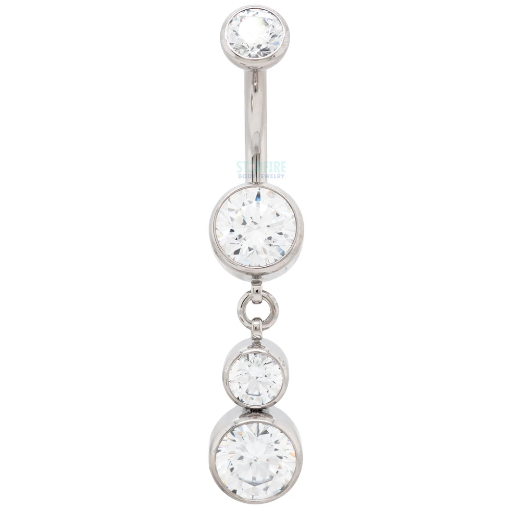 Bezel-Set Faceted Gem Navel Curve With Dangle #5 - Image 4