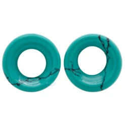 Stone Double Flare Eyelets - Green Spiderweb Turquoise -Starfire – Body Jewelry 40132 OracleBodyJewelryDoubleFlareStoneEyeletsSingleDarkGreenTurquoise1.2ga.2