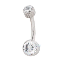 Bezel-set Brilliant-Cut Navel Curve -Starfire – Body Jewelry 40172 AnatometalBezel SetBrilliantRoundNavelCurveSingle6mmCZ CubicZirconia2