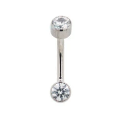 Bezel-set Brilliant-Cut Navel Curve -Starfire – Body Jewelry 40172 AnatometalBezel setBrilliantRoundNavelCurveSingle4mmCZ1