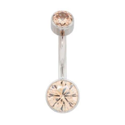 Bezel-set Brilliant-Cut Navel Curve -Starfire – Body Jewelry 40172 AnatometalBezel setBrilliantRoundNavelCurveSingle6mmCH Champagne1