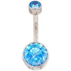 Bezel-set Brilliant-Cut Navel Curve -Starfire – Body Jewelry 40172 AnatometalBezel setBrilliantRoundNavelCurveSingle8mmAB1